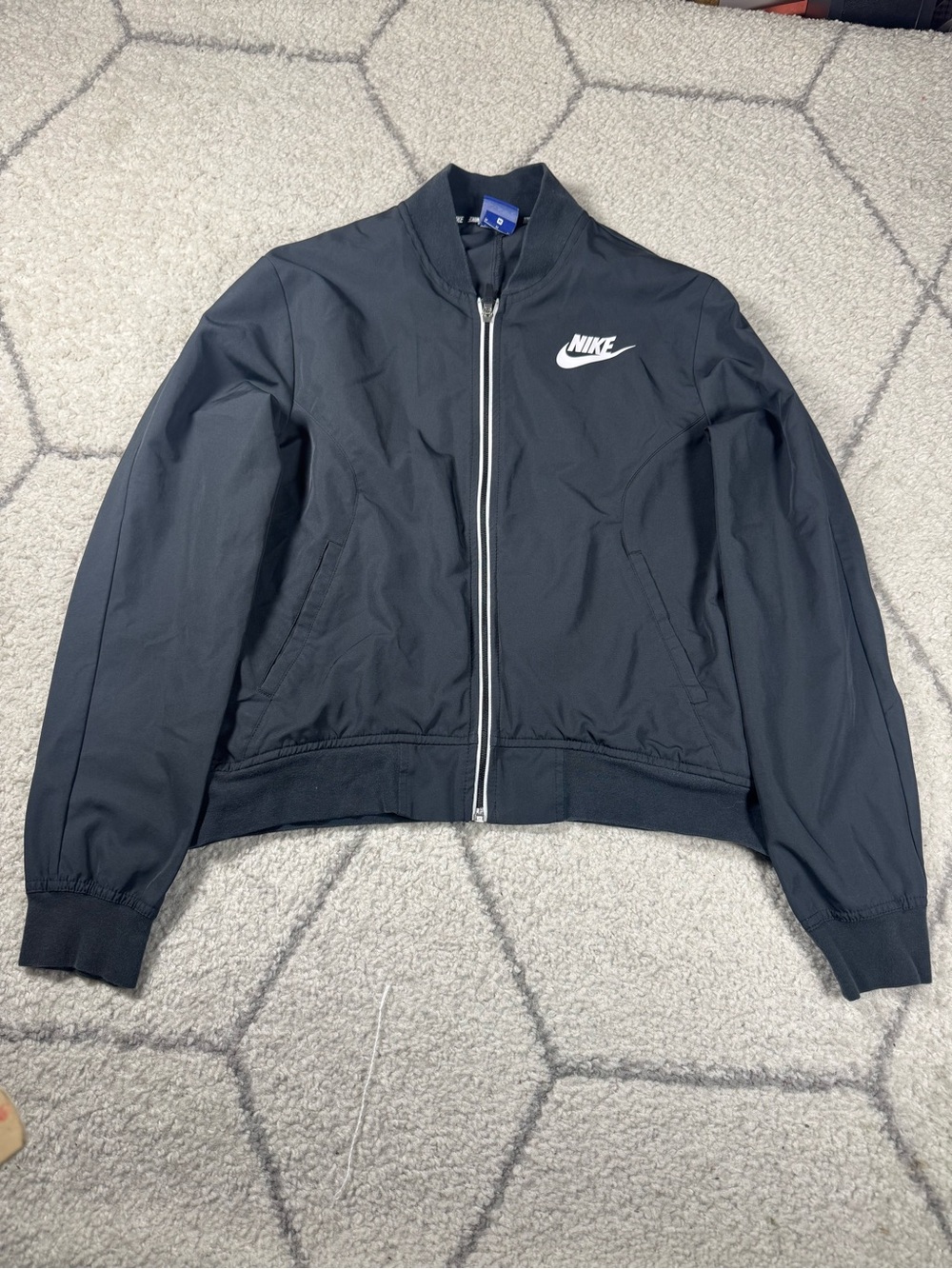 Nike Black Full-Zip Windbreaker Jacket with White Logo